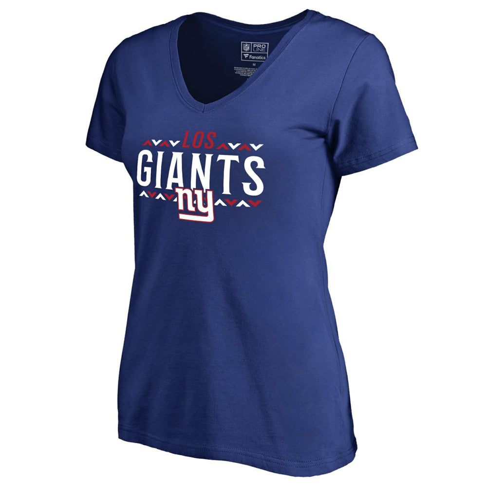 New York Giants Women's Arriba V-Neck T-Shirt Royal | NFL