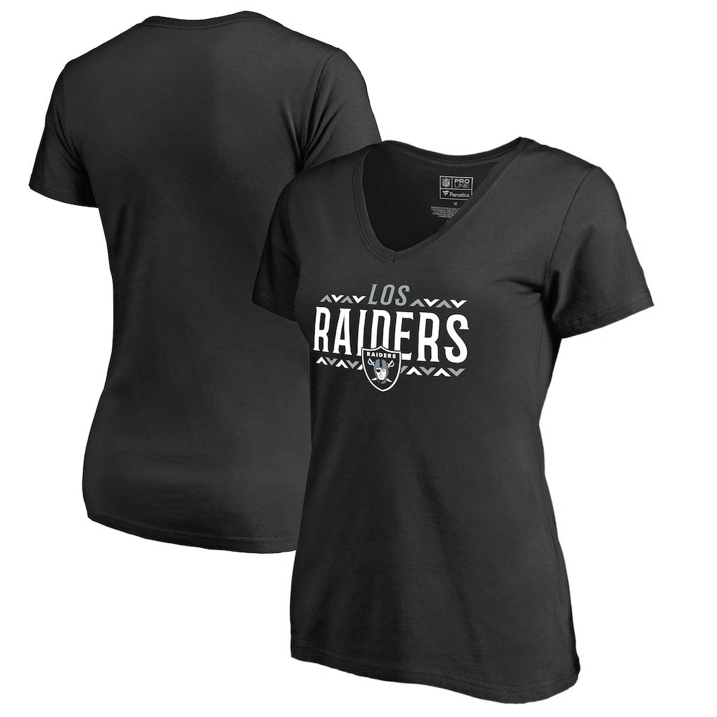 Las Vegas Raiders Women's Arriba V-Neck T-Shirt Black | NFL