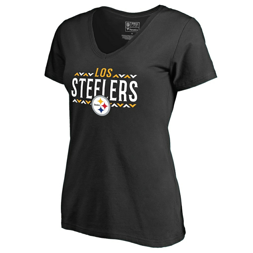 Pittsburgh Steelers Women's Arriba V-Neck T-Shirt Black | NFL