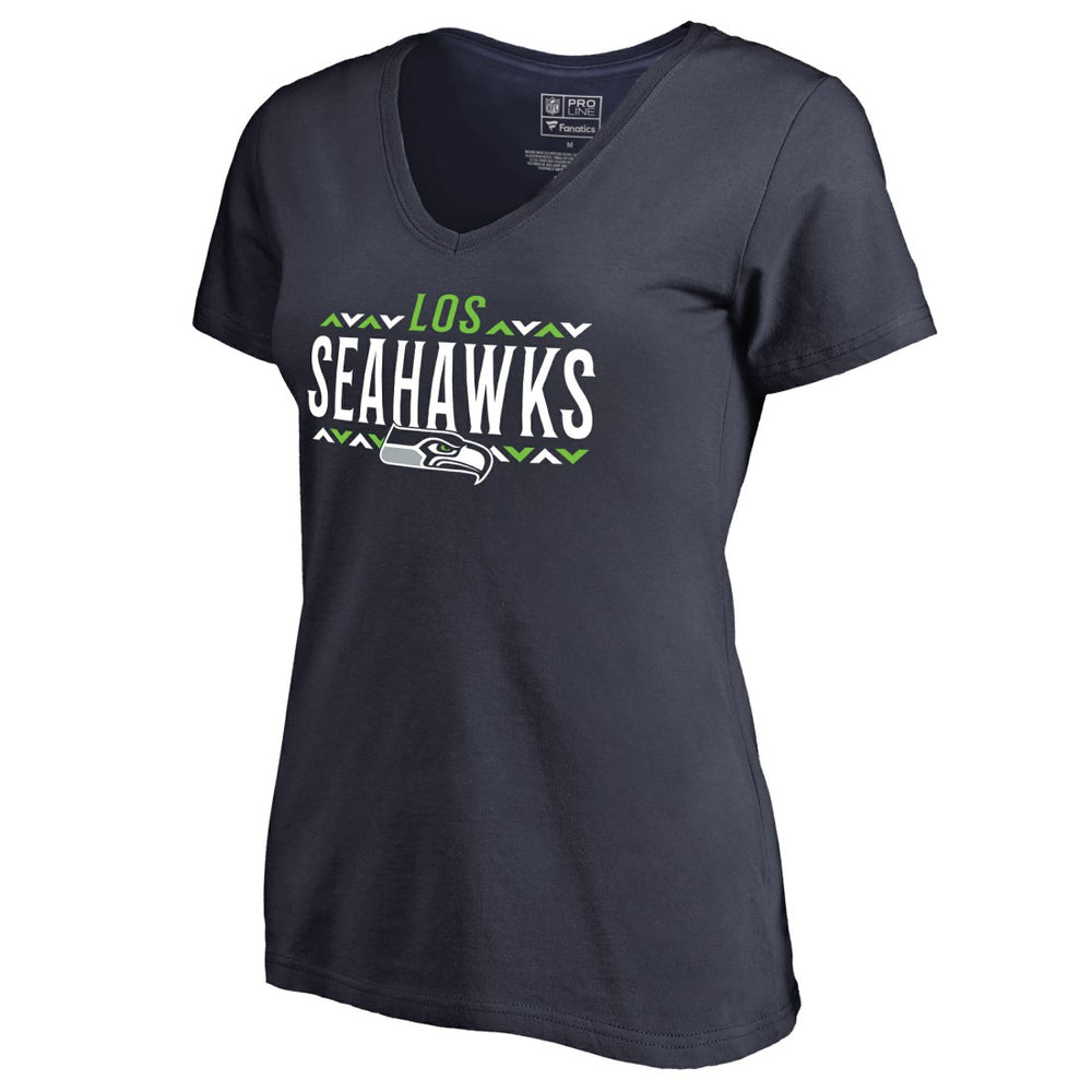Seattle Seahawks Women's Arriba V-Neck T-Shirt Navy | NFL