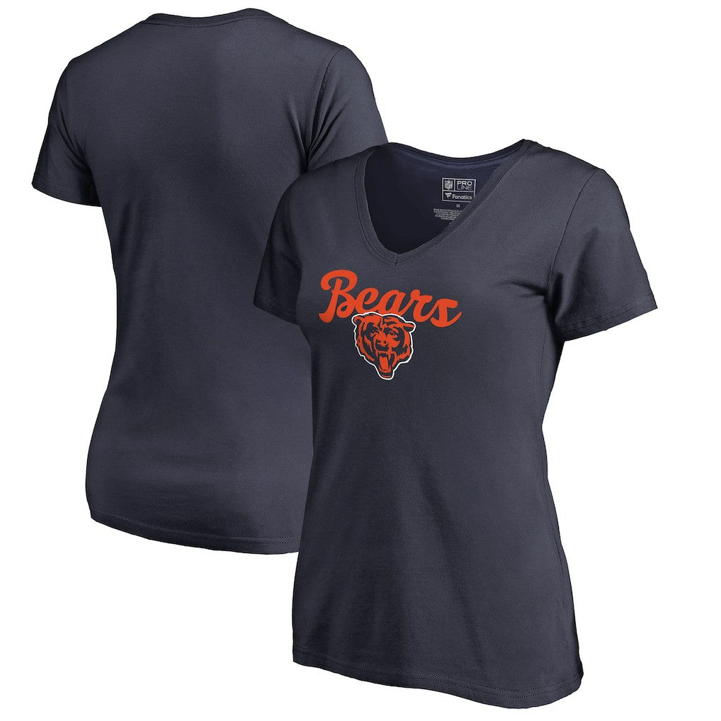 Chicago Bears Women's Freehand V-Neck T-Shirt Navy | NFL