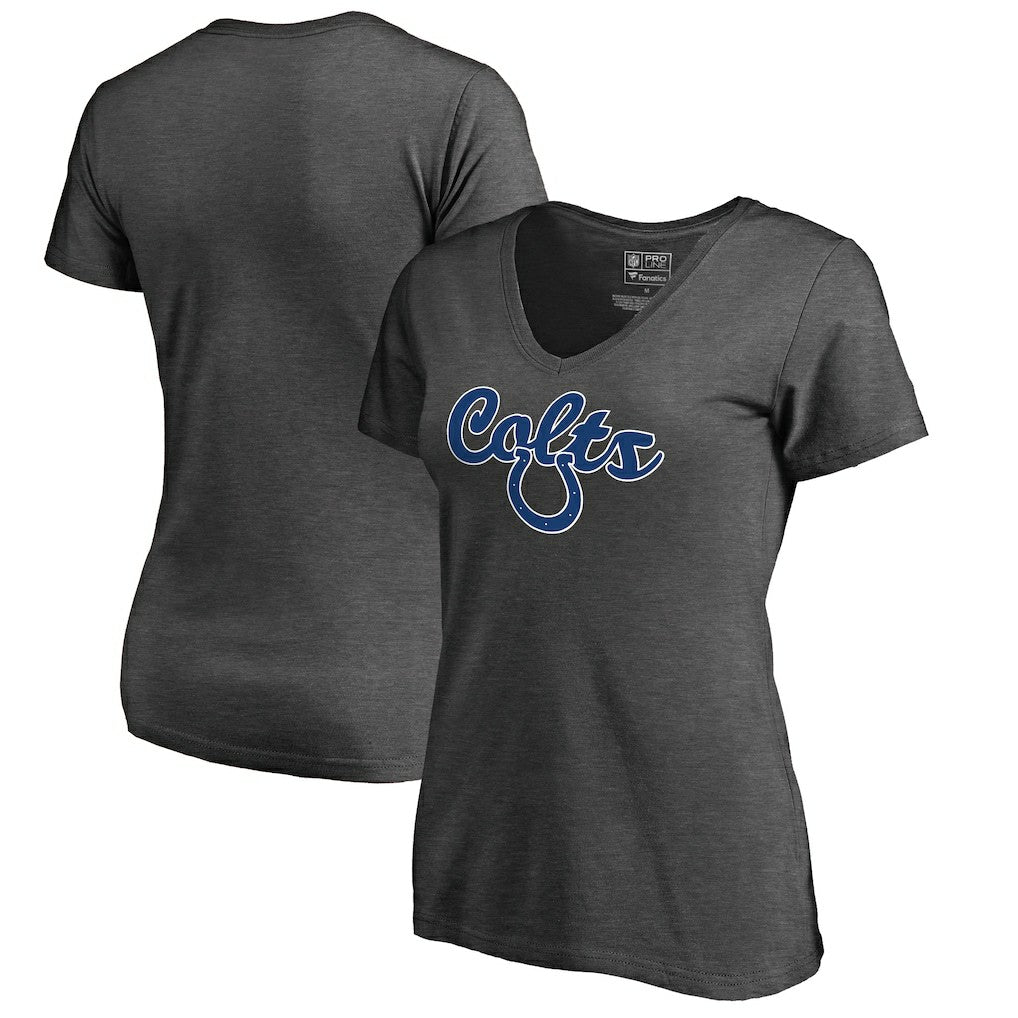 Indianapolis Colts Women's Freehand V-Neck T-Shirt Dark Heathered Gray | NFL