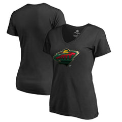 Minnesota Wild Women's Midnight Mascot V-Neck T-Shirt - Black - NHL
