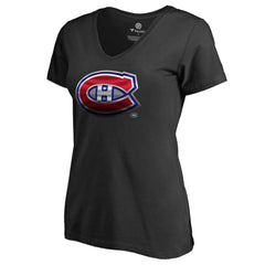 Montreal Canadiens Women's Midnight Mascot V-Neck T-Shirt - Black - NHL