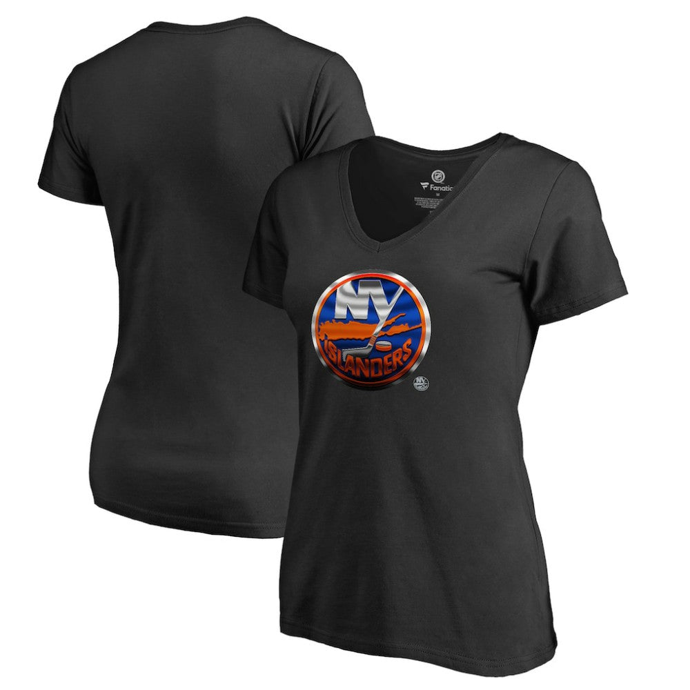 New York Islanders Women's Midnight Mascot V-Neck T-Shirt - Black - NHL