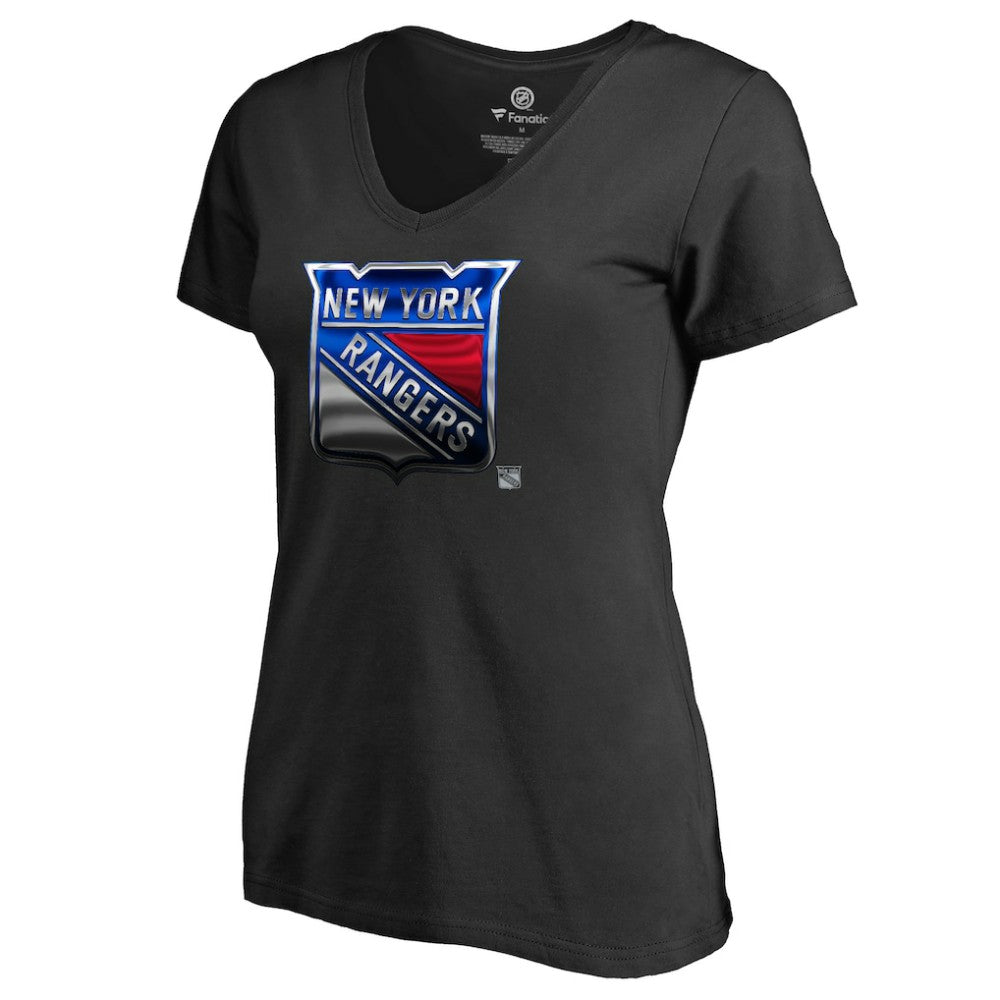 New York Rangers Women's Midnight Mascot V-Neck T-Shirt - Black - NHL