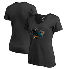 San Jose Sharks Women's Midnight Mascot V-Neck T-Shirt - Black - NHL