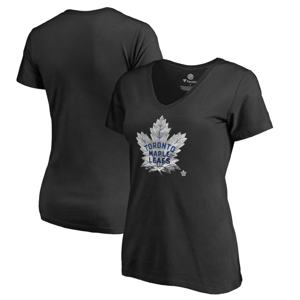 Toronto Maple Leafs Women's Midnight Mascot V-Neck T-Shirt - Black - NHL
