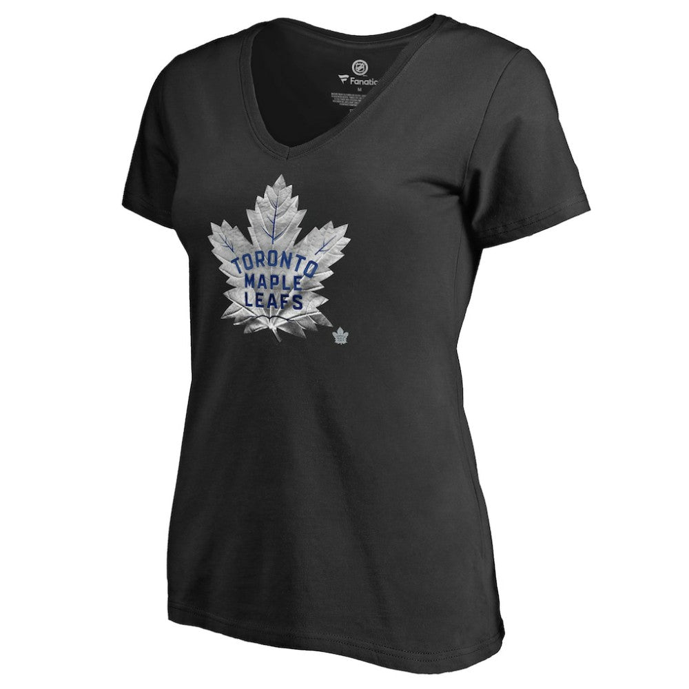 Toronto Maple Leafs Women's Midnight Mascot V-Neck T-Shirt - Black - NHL