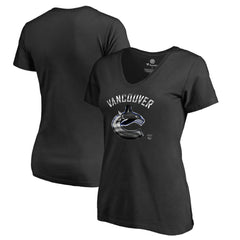 Vancouver Canucks Women's Midnight Mascot V-Neck T-Shirt - Black - NHL