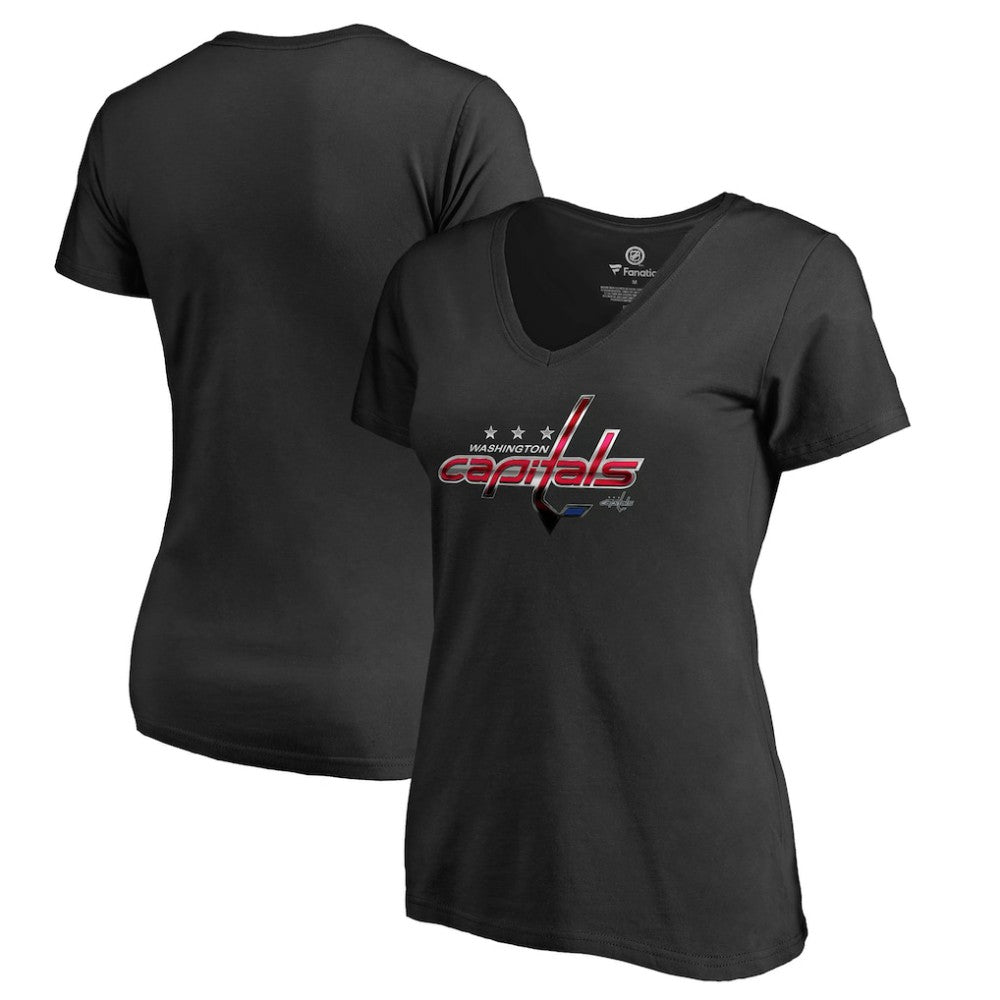 Washington Capitals Women's Midnight Mascot V-Neck T-Shirt - Black - NHL