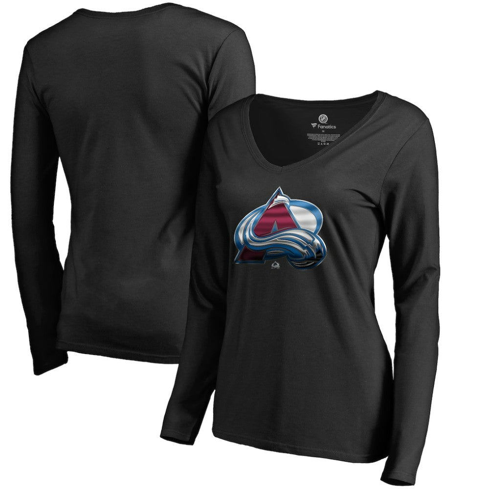 Colorado Avalanche Women's Midnight Mascot Long Sleeve V-Neck T-Shirt - Black - NHL
