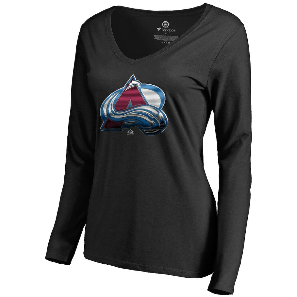 Colorado Avalanche Women's Midnight Mascot Long Sleeve V-Neck T-Shirt - Black - NHL