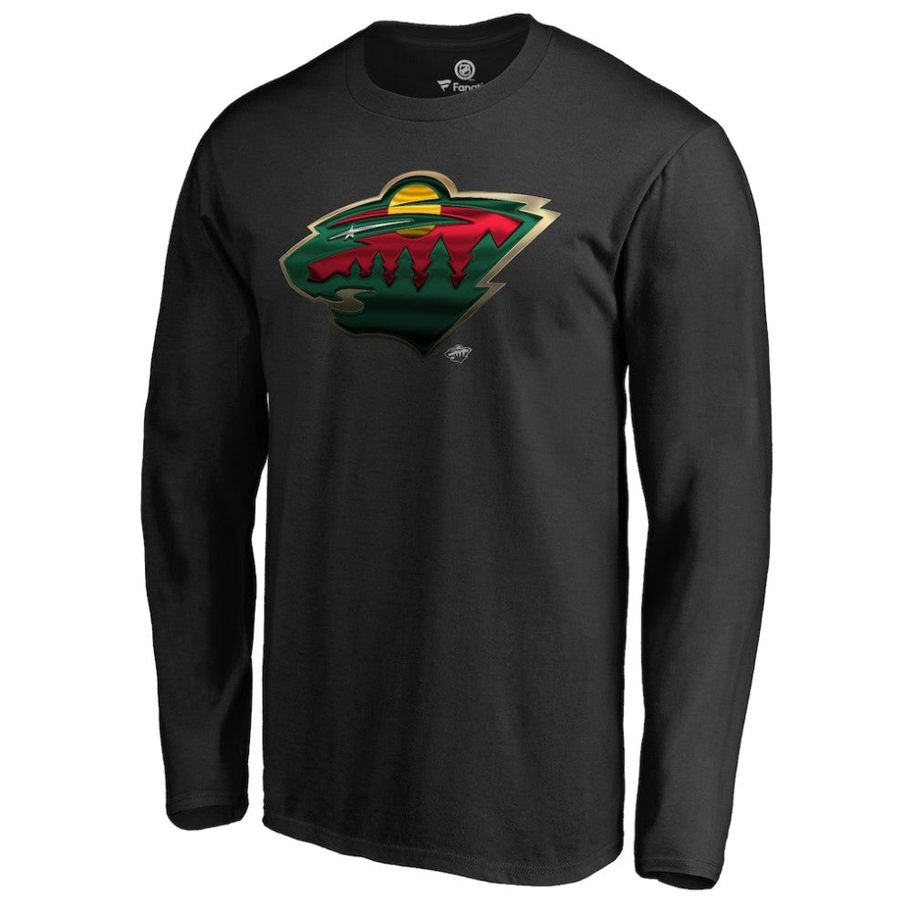 Minnesota Wild Midnight Mascot Long Sleeve T-Shirt - Black - NHL
