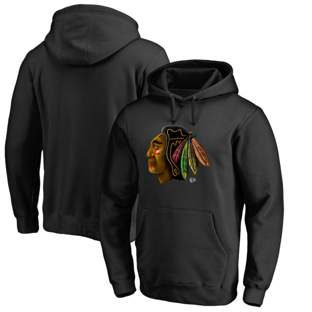 Chicago Blackhawks Midnight Mascot Pullover Hoodie - Black - NHL