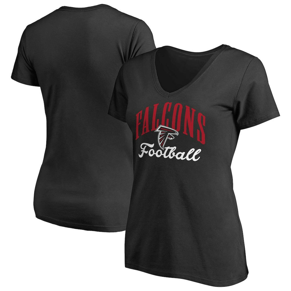 Atlanta Falcons Women's Victory Script V-Neck T-Shirt -Black | NFL