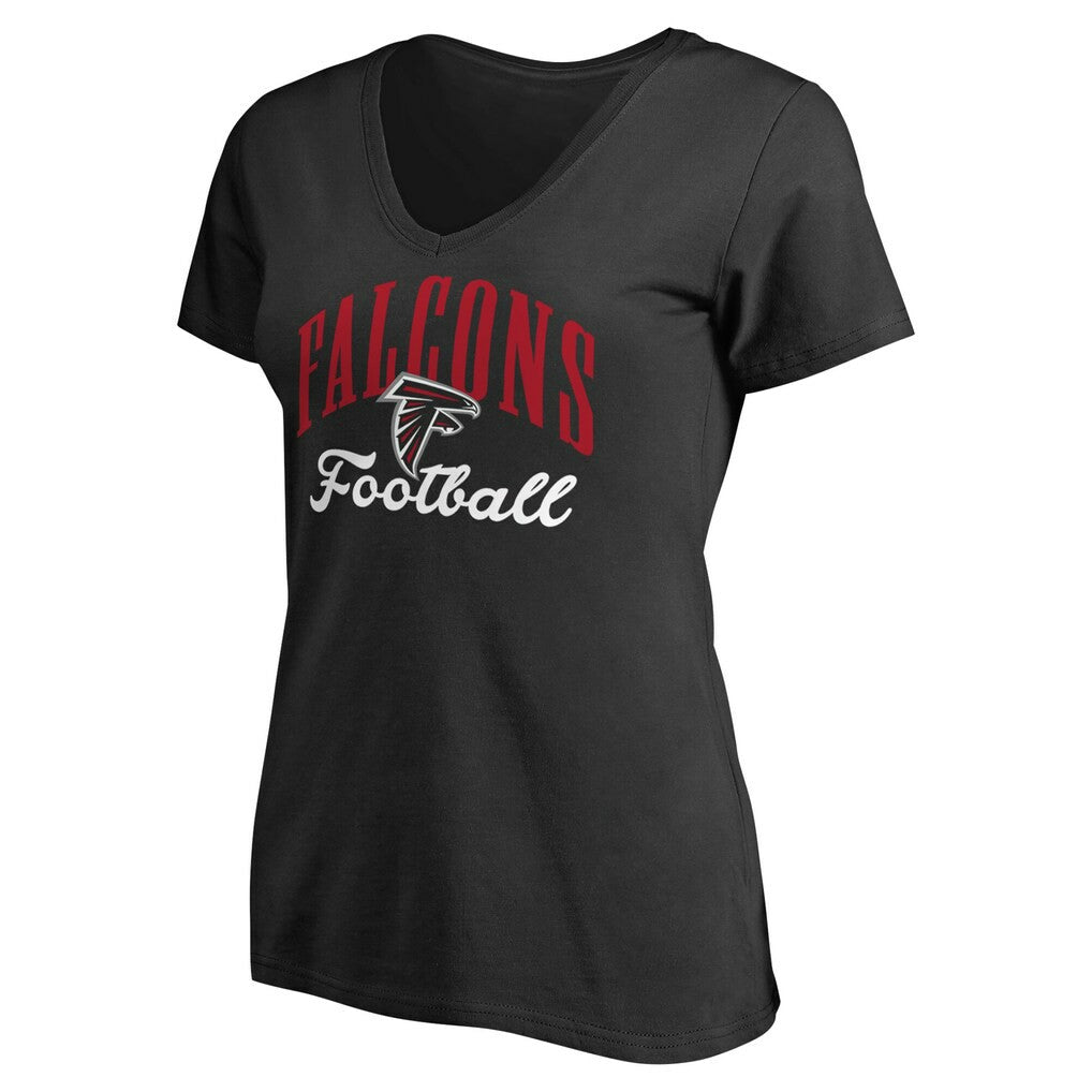 Atlanta Falcons Women's Victory Script V-Neck T-Shirt -Black | NFL