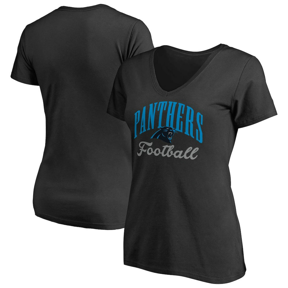 Carolina Panthers Women's Victory Script V-Neck T-Shirt -Black | NFL