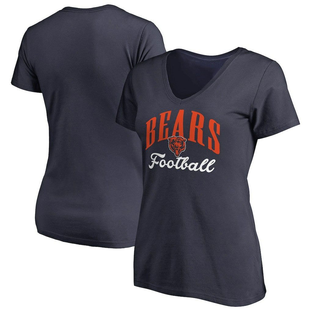 Chicago Bears Women's Victory Script V-Neck T-Shirt -Navy | NFL