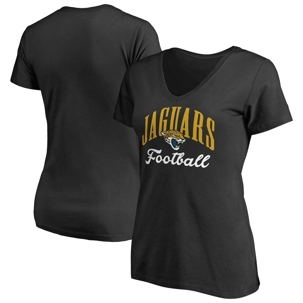 Jacksonville Jaguars Women's Victory Script V-Neck T-Shirt -Black | NFL