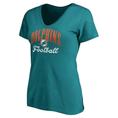 Miami Dolphins Women's Victory Script V-Neck T-Shirt -Aqua | NFL