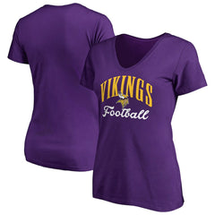Minnesota Vikings Women's Victory Script V-Neck T-Shirt -Purple | NFL