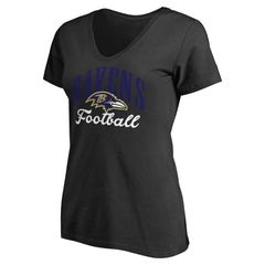 Baltimore Ravens Women's Victory Script V-Neck T-Shirt -Black | NFL