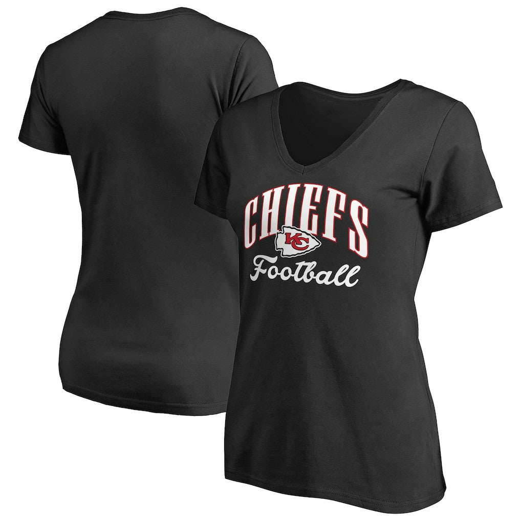 Kansas City Chiefs Women's Victory Script V-Neck T-Shirt -Black | NFL