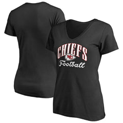 Kansas City Chiefs Women's Victory Script V-Neck T-Shirt -Black | NFL