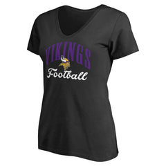 Minnesota Vikings Women's Victory Script V-Neck T-Shirt -Black | NFL