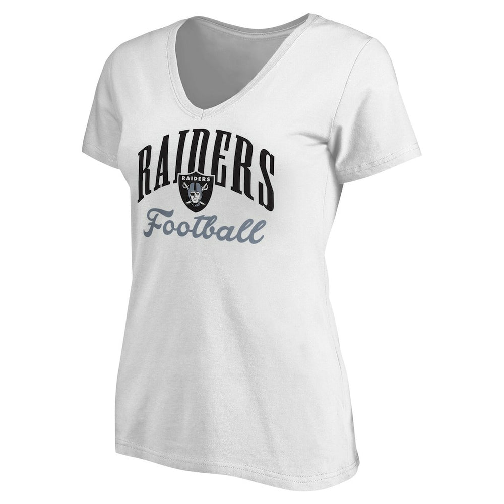 Las Vegas Raiders Women's Victory Script V-Neck T-Shirt -White | NFL