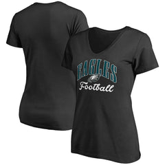 Philadelphia Eagles Women's Victory Script V-Neck T-Shirt -Black | NFL