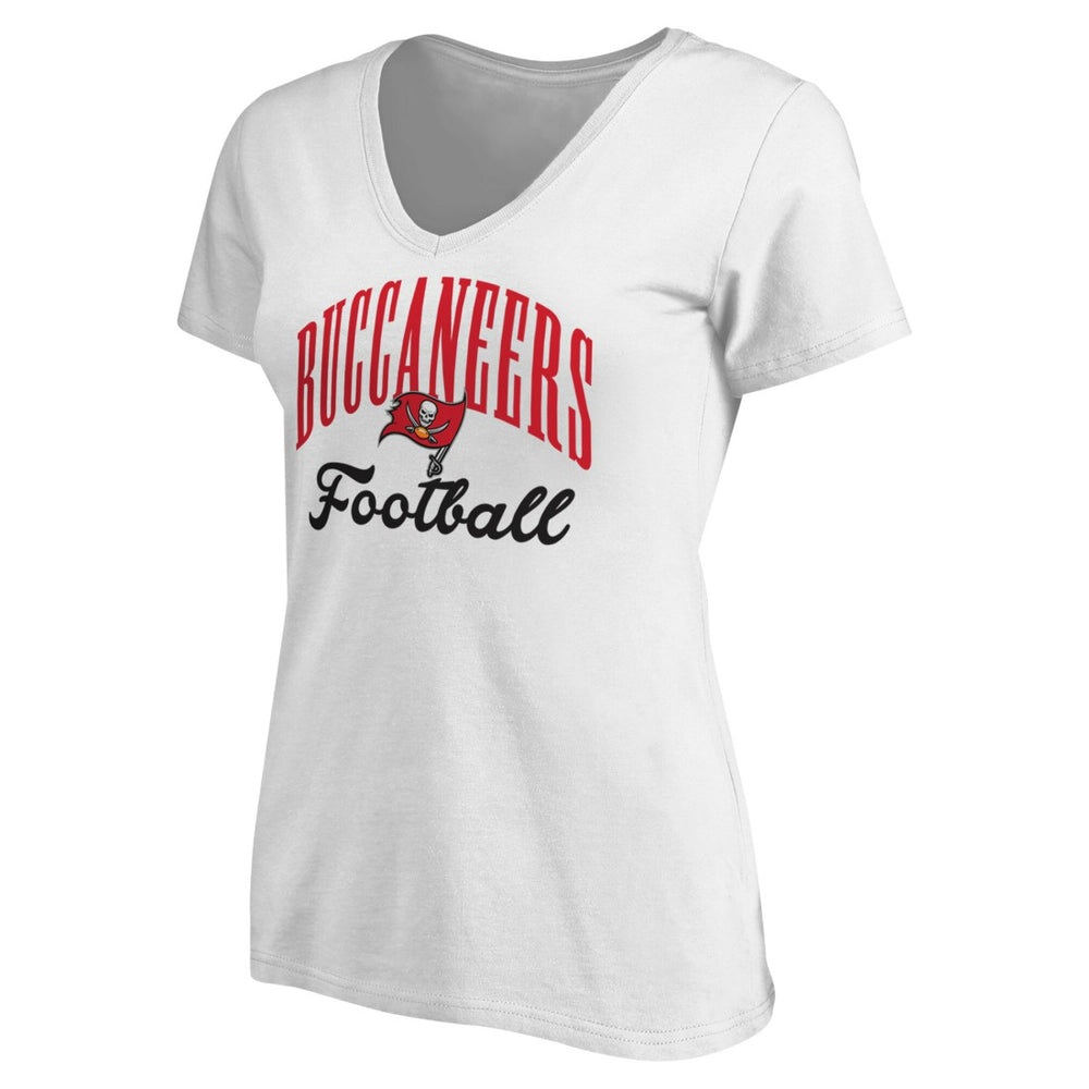 Tampa Bay Buccaneers Women's Victory Script V-Neck T-Shirt -White | NFL