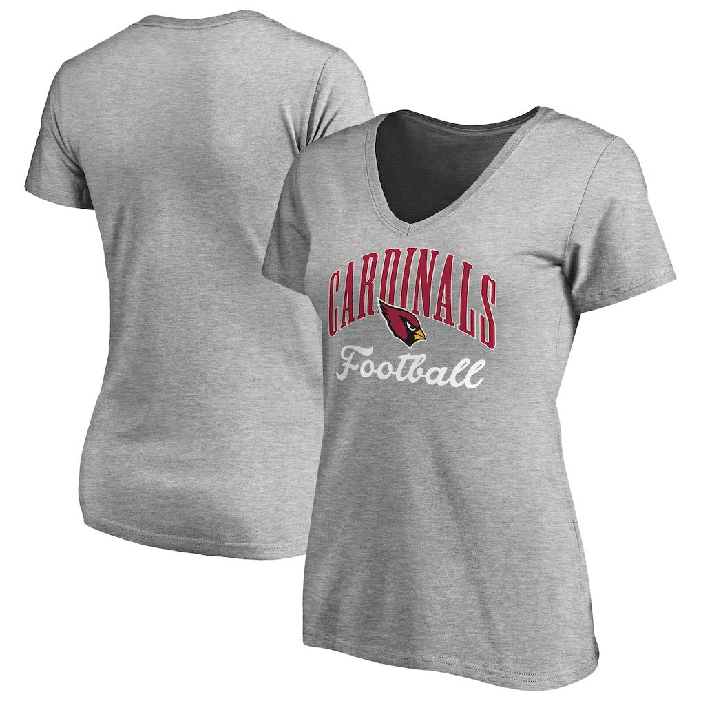 Arizona Cardinals Women's Victory Script V-Neck T-Shirt Heather Gray | NFL