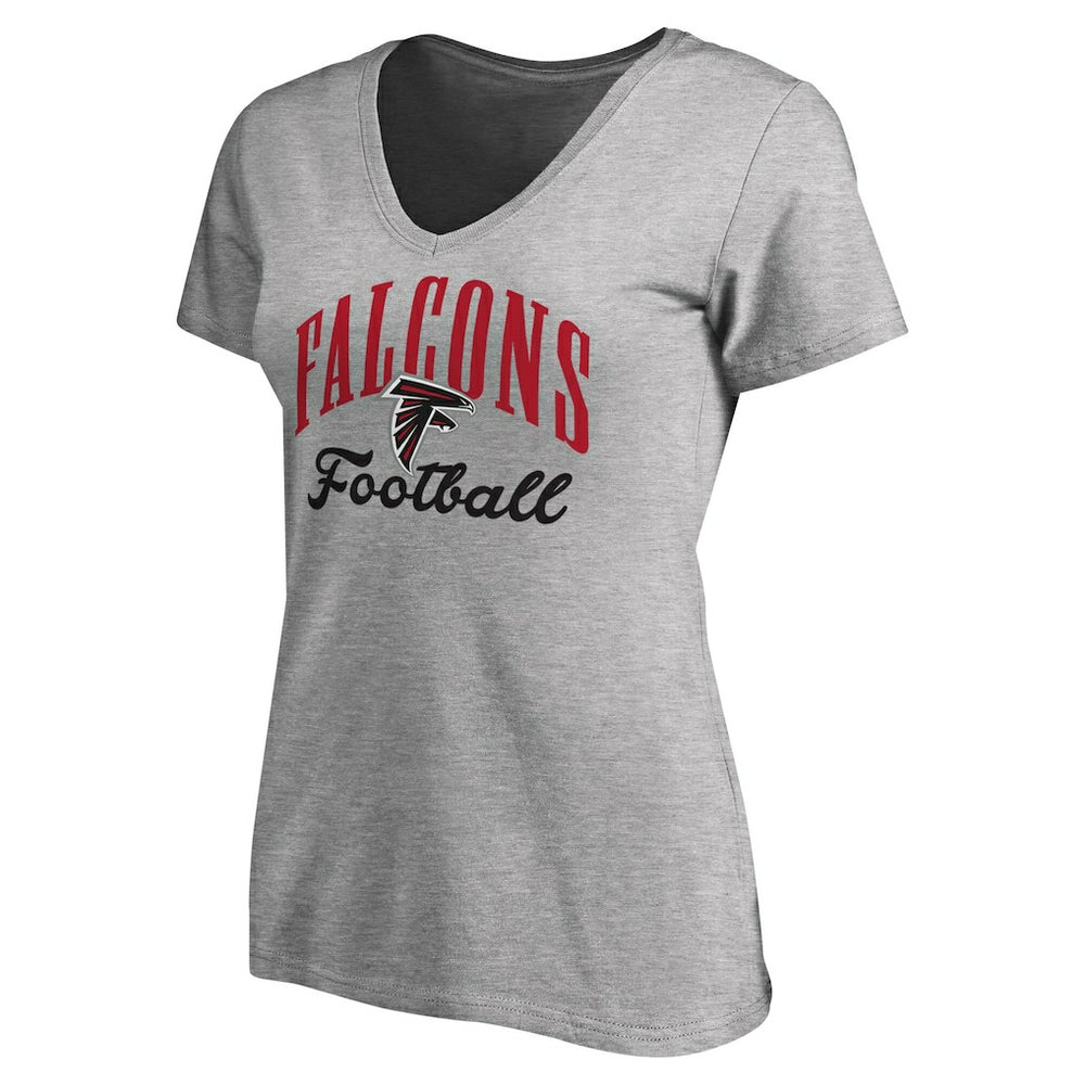 Atlanta Falcons Women's Victory Script V-Neck T-Shirt Heather Gray | NFL