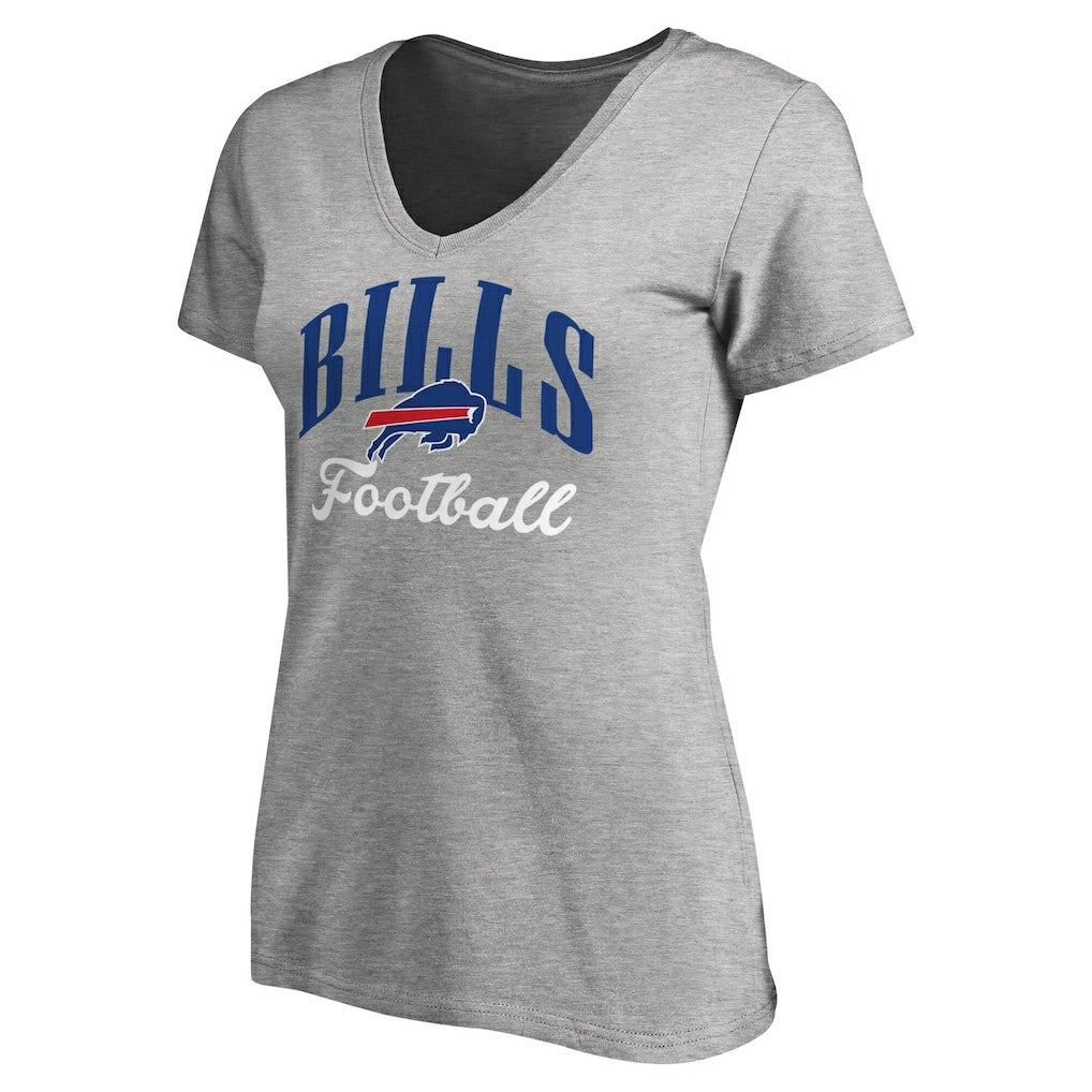 Buffalo Bills Women's Victory Script V-Neck T-Shirt Heathered Gray | NFL