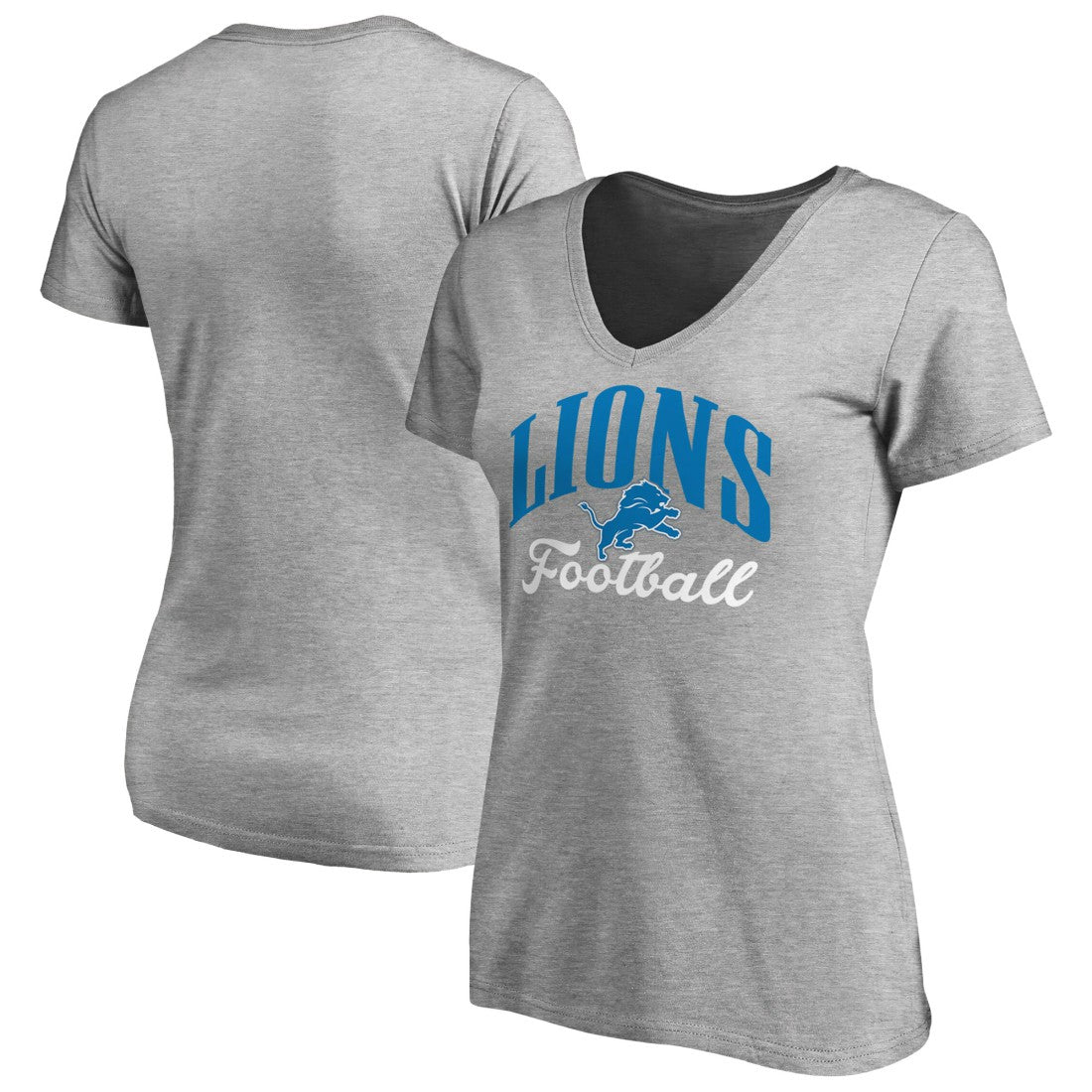 Detroit Lions Women's Victory Script V-Neck T-Shirt Heathered Gray | NFL