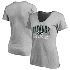Green Bay Packers Women's Victory Script V-Neck T-Shirt Heather Gray | NFL