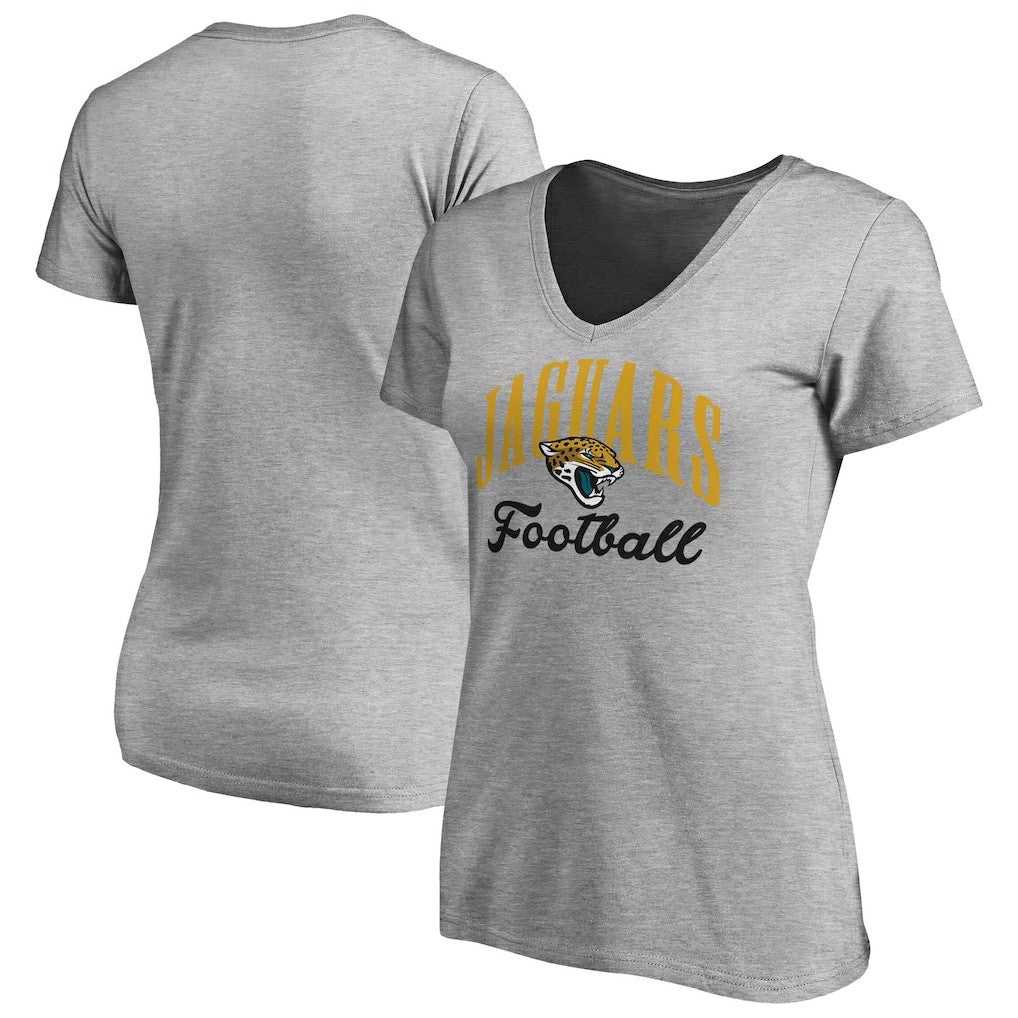 Jacksonville Jaguars Women's Victory Script V-Neck T-Shirt Heathered Gray | NFL