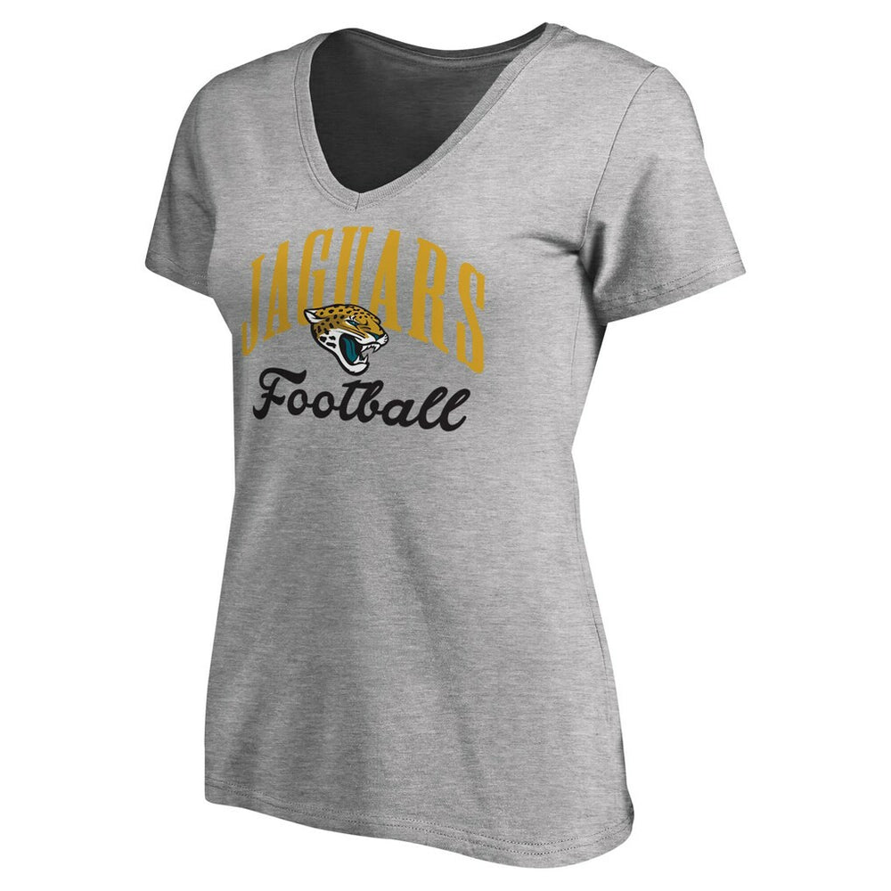 Jacksonville Jaguars Women's Victory Script V-Neck T-Shirt Heathered Gray | NFL