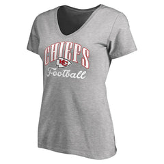 Kansas City Chiefs Women's Victory Script V-Neck T-Shirt Heathered Gray | NFL