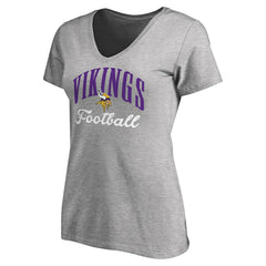 Minnesota Vikings Women's Victory Script V-Neck T-Shirt Heather Gray | NFL