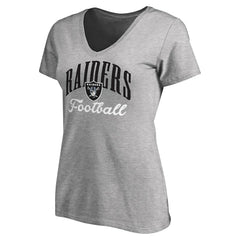 Las Vegas Raiders Women's Victory Script V-Neck T-Shirt Heather Gray | NFL