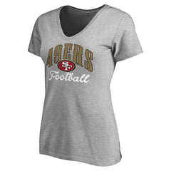 San Francisco 49ers Women's Victory Script V-Neck T-Shirt Heathered Gray | NFL