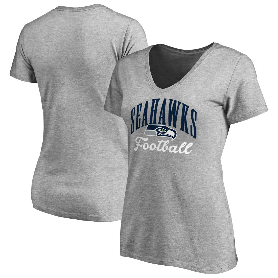 Seattle Seahawks Women's Victory Script V-Neck T-Shirt Heather Gray | NFL