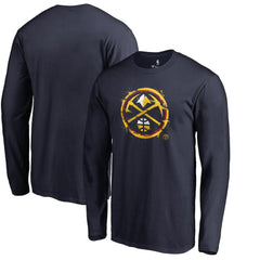 Denver Nuggets Splatter Logo Long Sleeve T-Shirt Navy - NBA