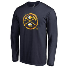 Denver Nuggets Splatter Logo Long Sleeve T-Shirt Navy - NBA
