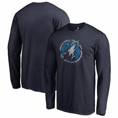 Minnesota Timberwolves Splatter Logo Long Sleeve T-Shirt Navy - NBA