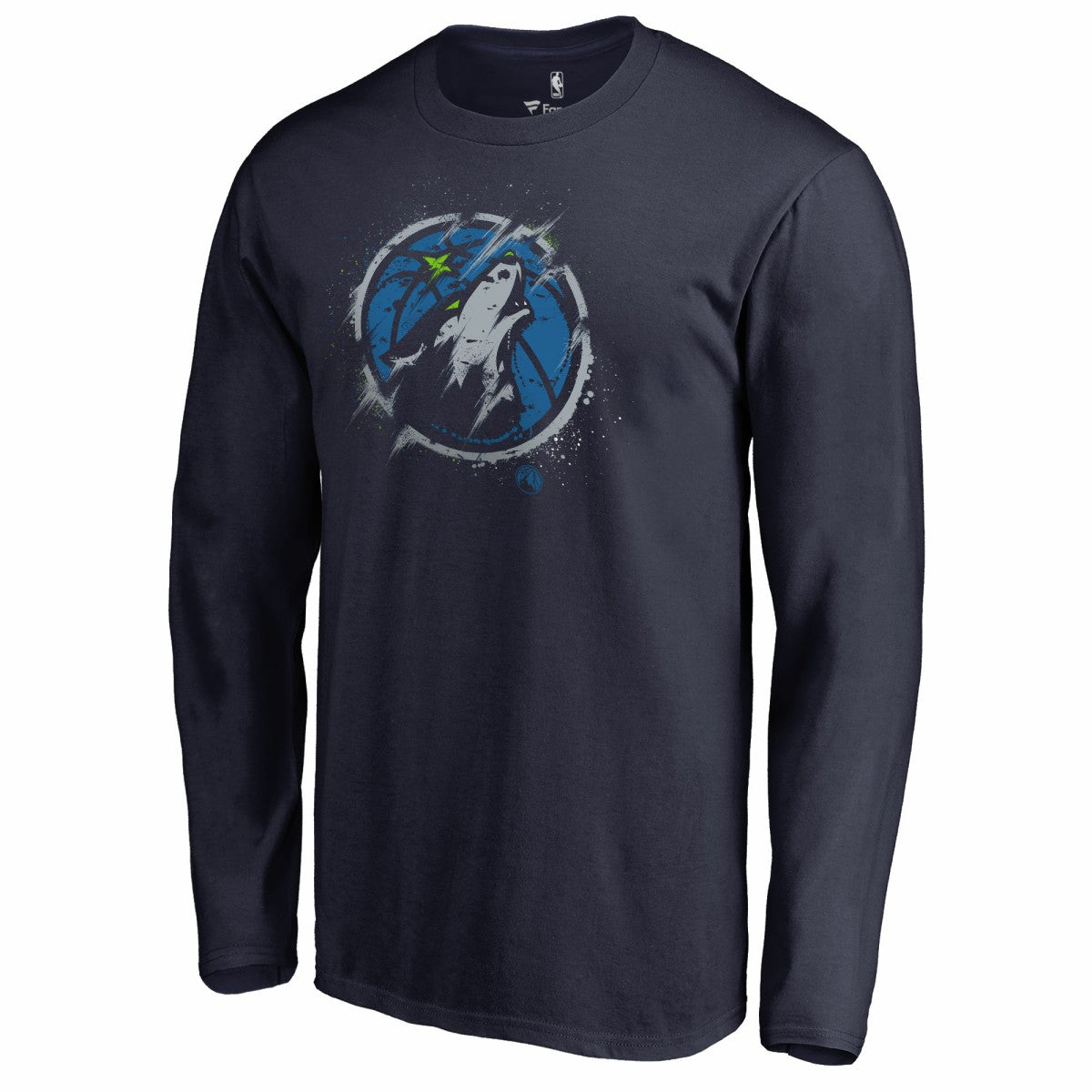 Minnesota Timberwolves Splatter Logo Long Sleeve T-Shirt Navy - NBA
