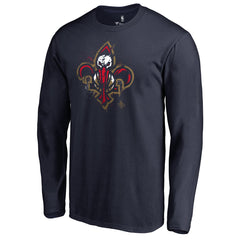 New Orleans Pelicans Splatter Logo Long Sleeve T-Shirt Navy - NBA